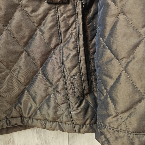Barbour Cameron Lux Quilted Belted Brown Zip Up Jacket Size 10 - Picture 6 of 13